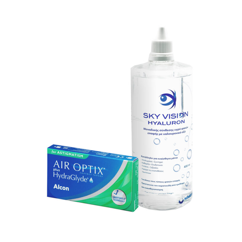 Air Optix Plus HydraGlyde For Astigmatism 6τεμ + Sky Vision 400ml