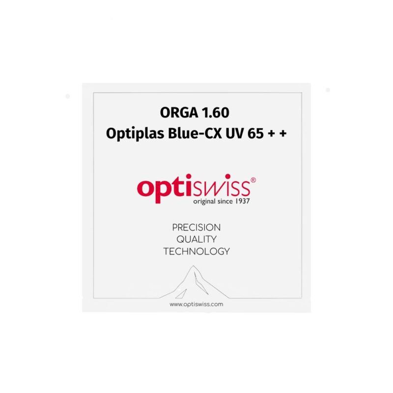 ORGA 1.60 Optiplas Blue-CX UV 65 + +