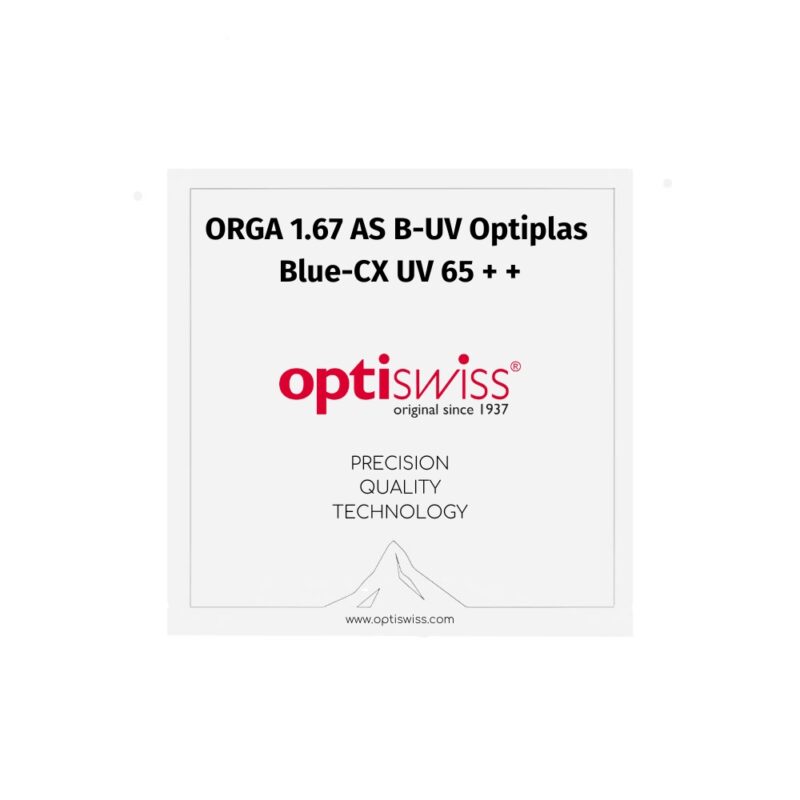 ORGA 1.67 AS B-UV Optiplas Blue-CX UV 65 + +